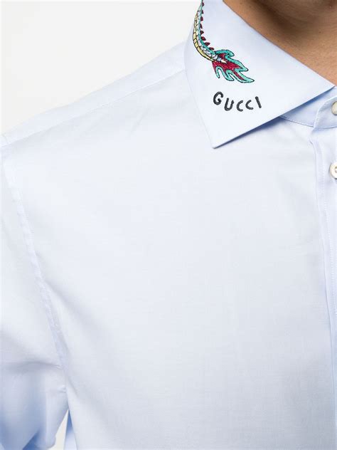 gucci duke cotton shirt with dragon embroidery size 18